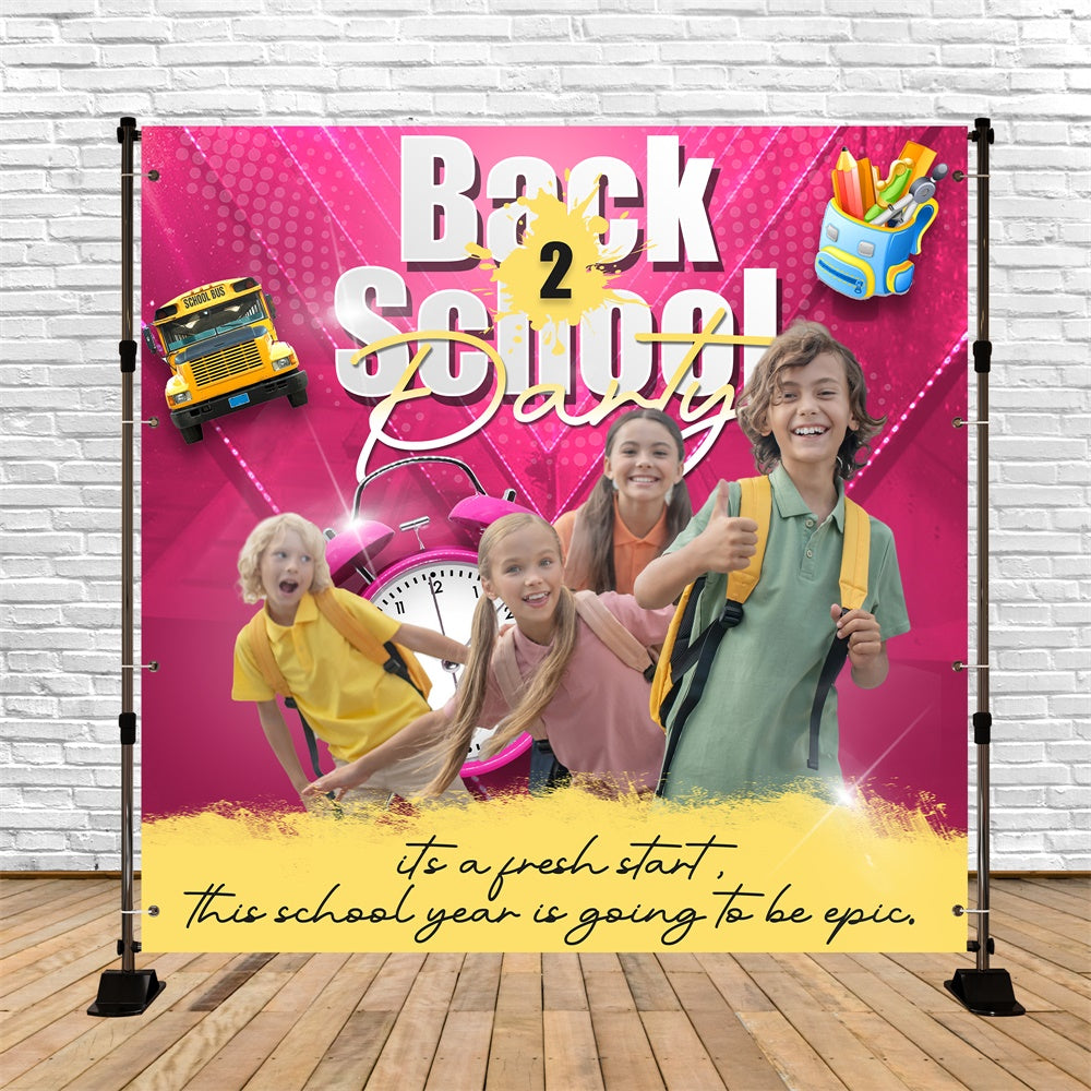 Toile de fond Retour à l’École Personnalisable Trajet Heureux en Bus BRP6-49