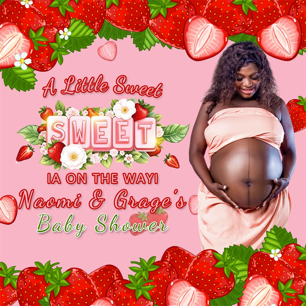 Toile de fond Baby Shower Personnalisée Rêve Fraise Sucrée BRP6-5