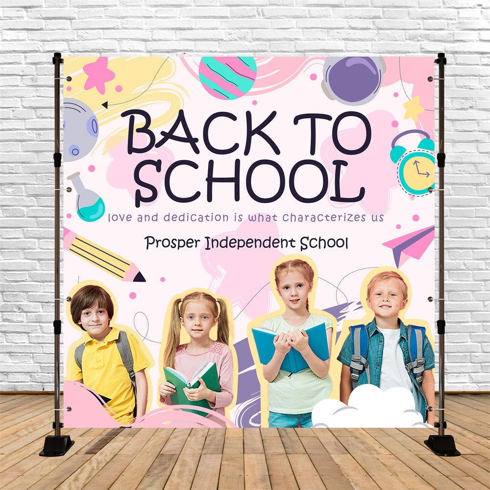 Toile de fond Retour à l’École Personnalisable Tons Doux de Bienvenue BRP6-50