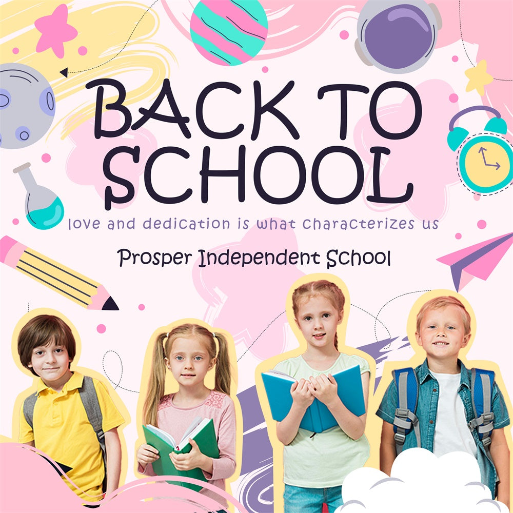 Toile de fond Retour à l’École Personnalisable Tons Doux de Bienvenue BRP6-50