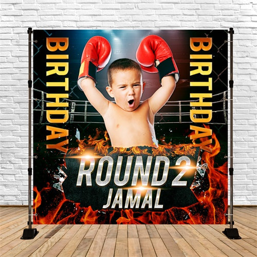 Toile de fond Photo Anniversaire Personnalisable Puissance de Boxe BRP6-69