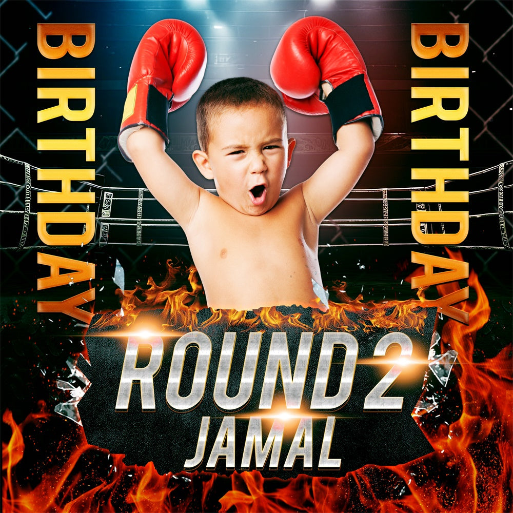 Toile de fond Photo Anniversaire Personnalisable Puissance de Boxe BRP6-69