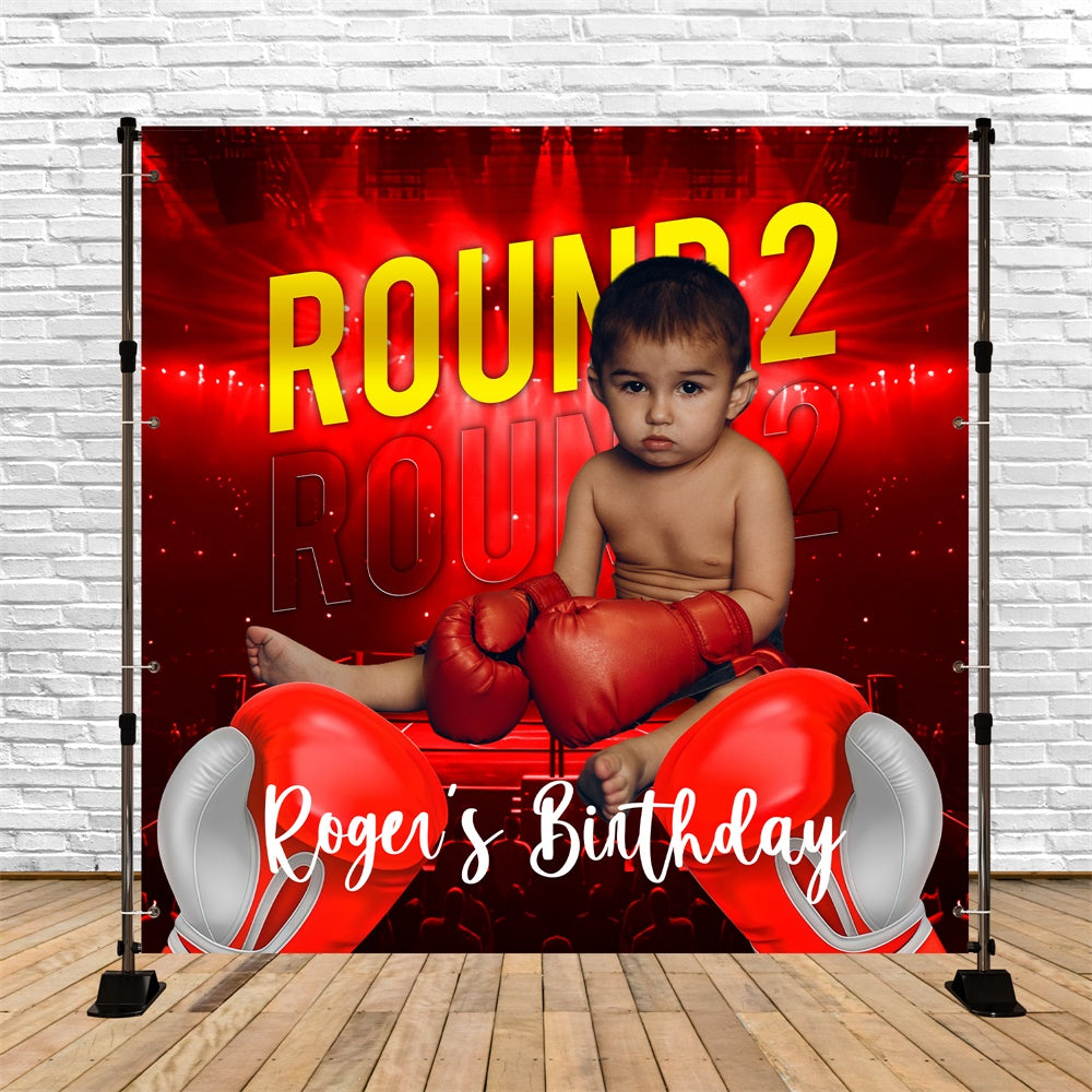 Toile de fond Anniversaire Personnalisé Petit Boxeur 2 Ans BRP6-70