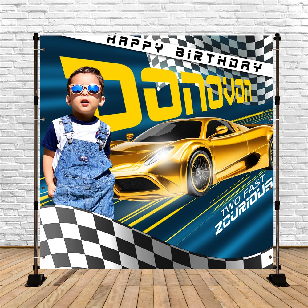 Toile de fond Anniversaire Personnalisé Mini Coureur Fête BRP6-78