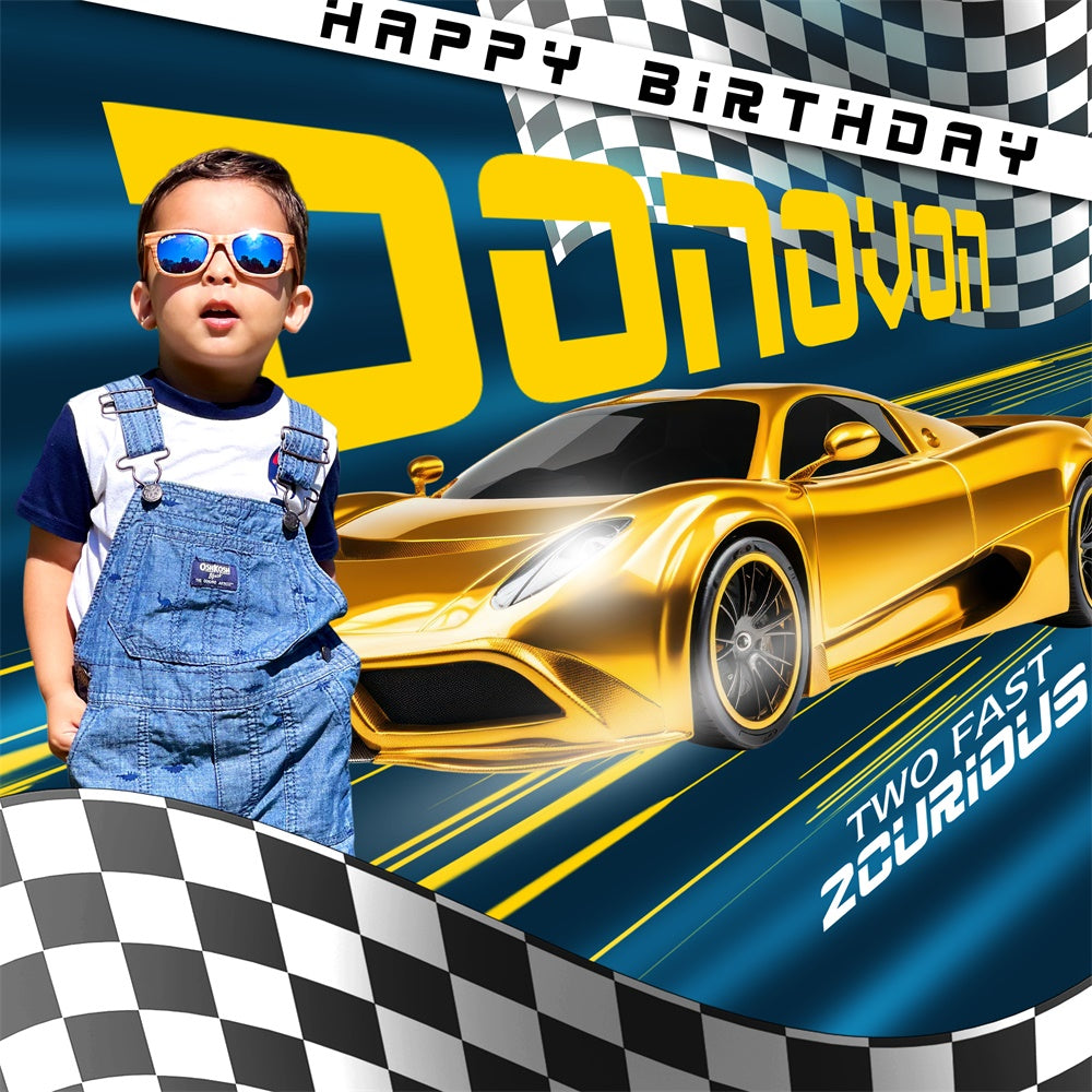 Toile de fond Anniversaire Personnalisé Mini Coureur Fête BRP6-78