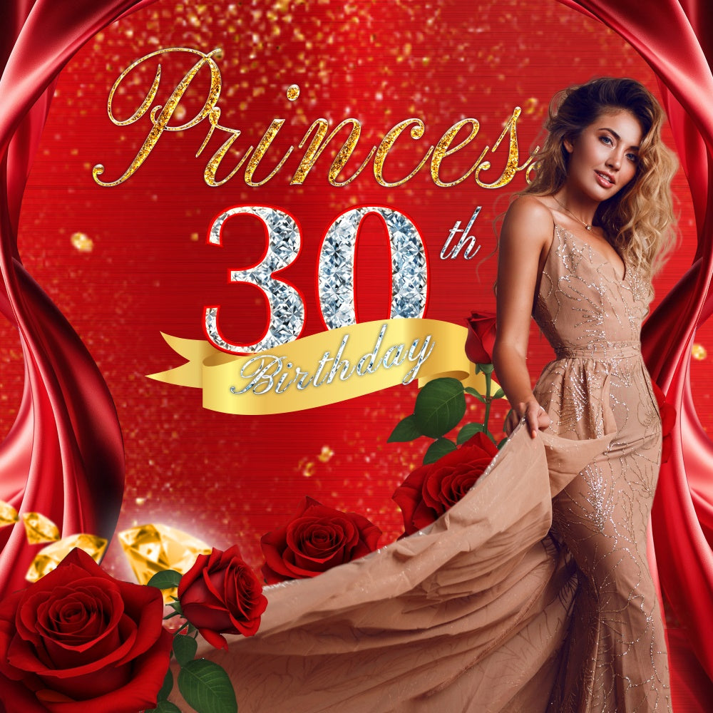 Toile de fond Deco Anniversaire Personnalisé Rose Glamour 30 Ans BRP6-88
