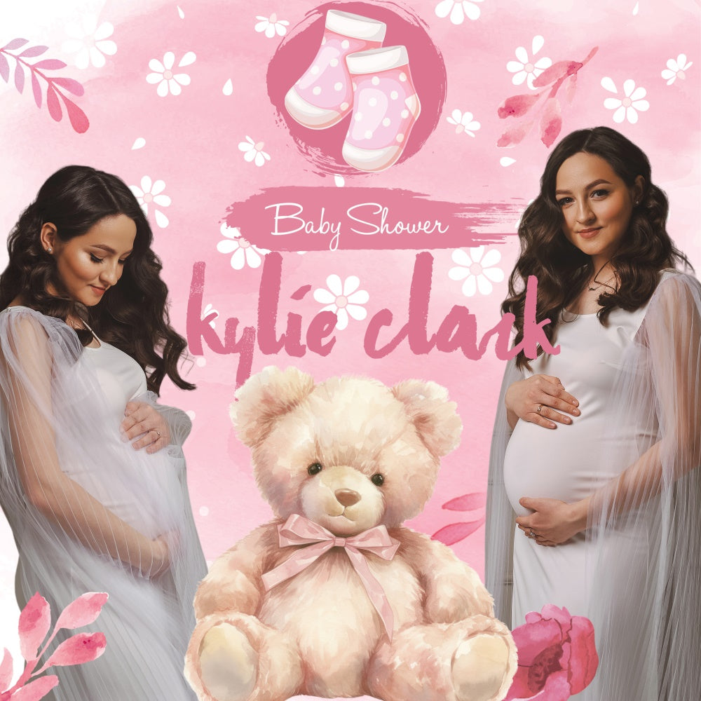 Toile de fond Baby Shower Idées Chaussettes Bébé Ours Personnalisée BRP6-9