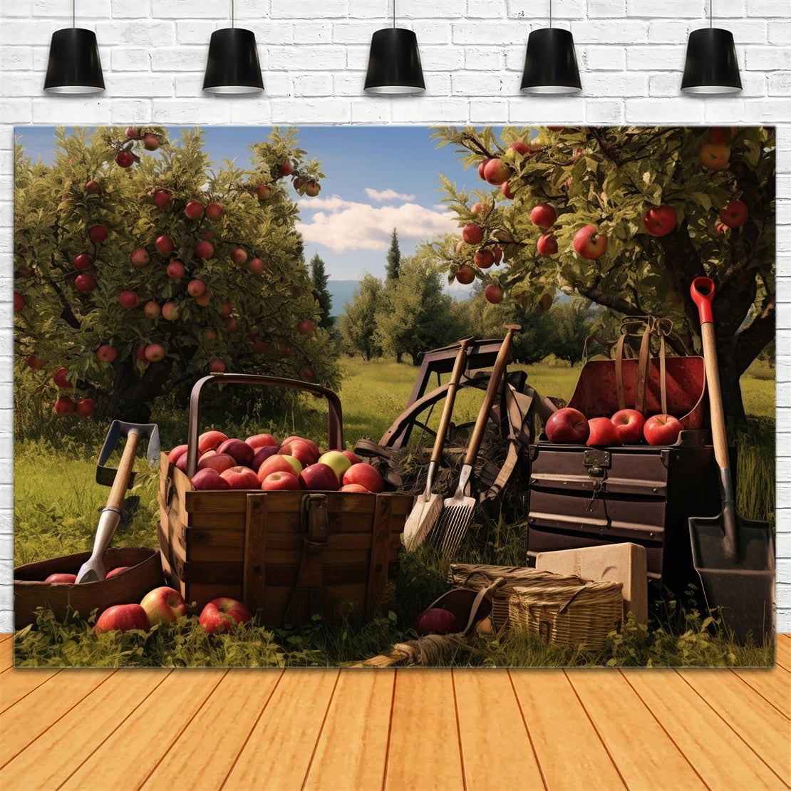 Toile de fond de récolte de pommes d'automne pour la photographie BRP7-104