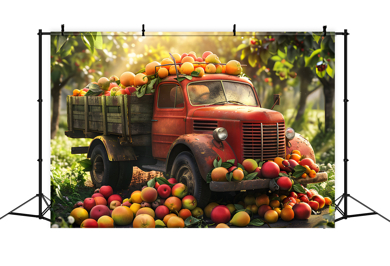 Toile de fond de voiture avec récolte de pommes d'automne BRP7-110