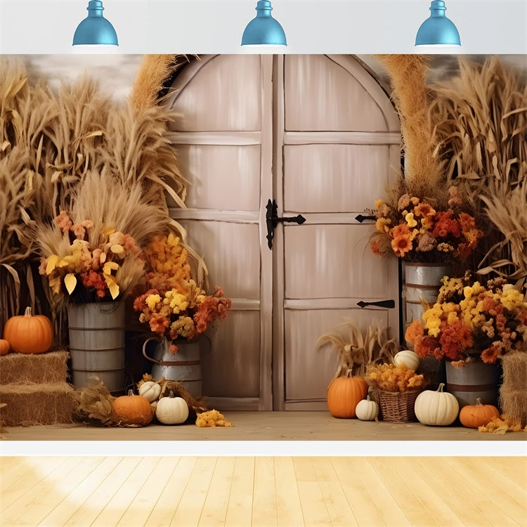 Toile de fond de mur avec arc de citrouilles d'automne BRP7-125