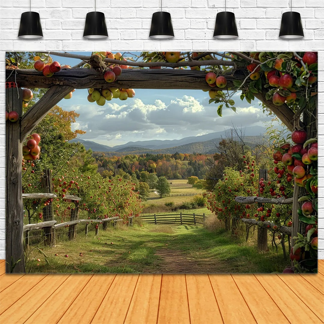 Toile de fond de ferme de pommes d'automne pour la photographie BRP7-143