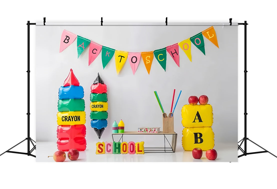 Toile de Fond Retour à l'École Crayons de Dessin Animé BRP7-187