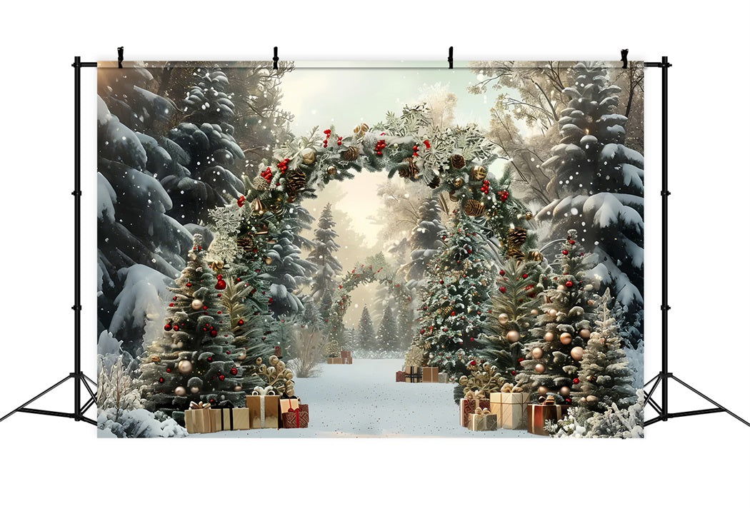 Toile de fond d'Arche Cadeaux de Forêt Enchantée de Noël BRP7-219