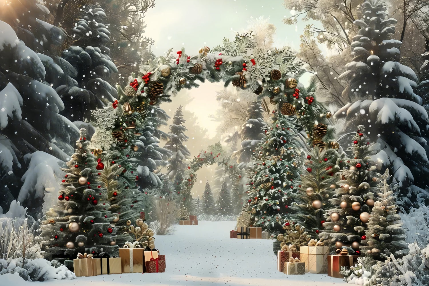 Toile de fond d'Arche Cadeaux de Forêt Enchantée de Noël BRP7-219