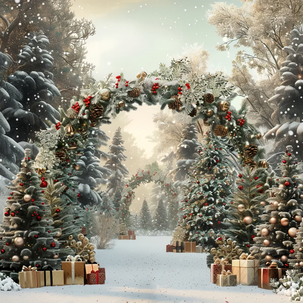 Toile de fond d'Arche Cadeaux de Forêt Enchantée de Noël BRP7-219