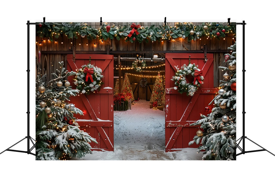 Toile de fond d'Entrée de Grange Rustique de Noël BRP7-223