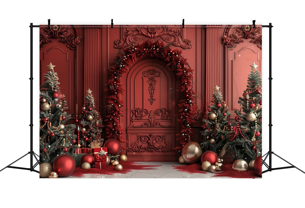 Toile de fond de Décoration de Porte Rouge Royale de Noël BRP7-225