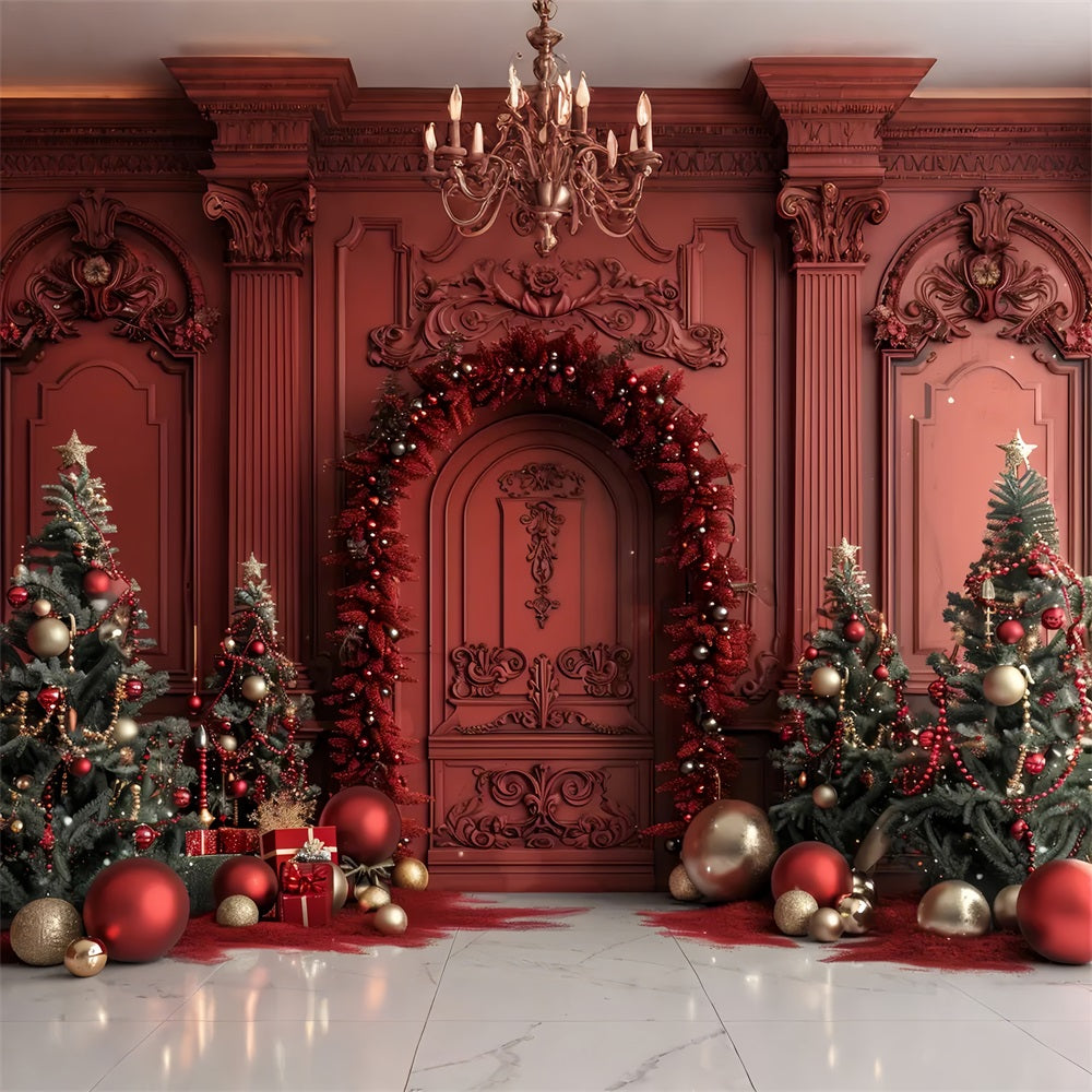 Toile de fond de Décoration de Porte Rouge Royale de Noël BRP7-225
