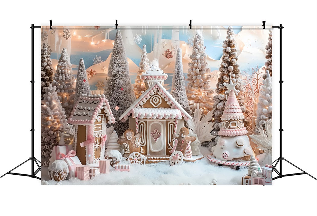 Toile de fond de Maison en Pain d'Épices Givrée de Noël BRP7-227