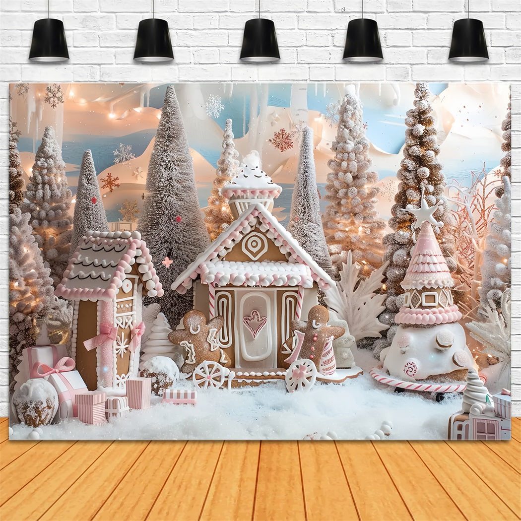 Toile de fond de Maison en Pain d'Épices Givrée de Noël BRP7-227