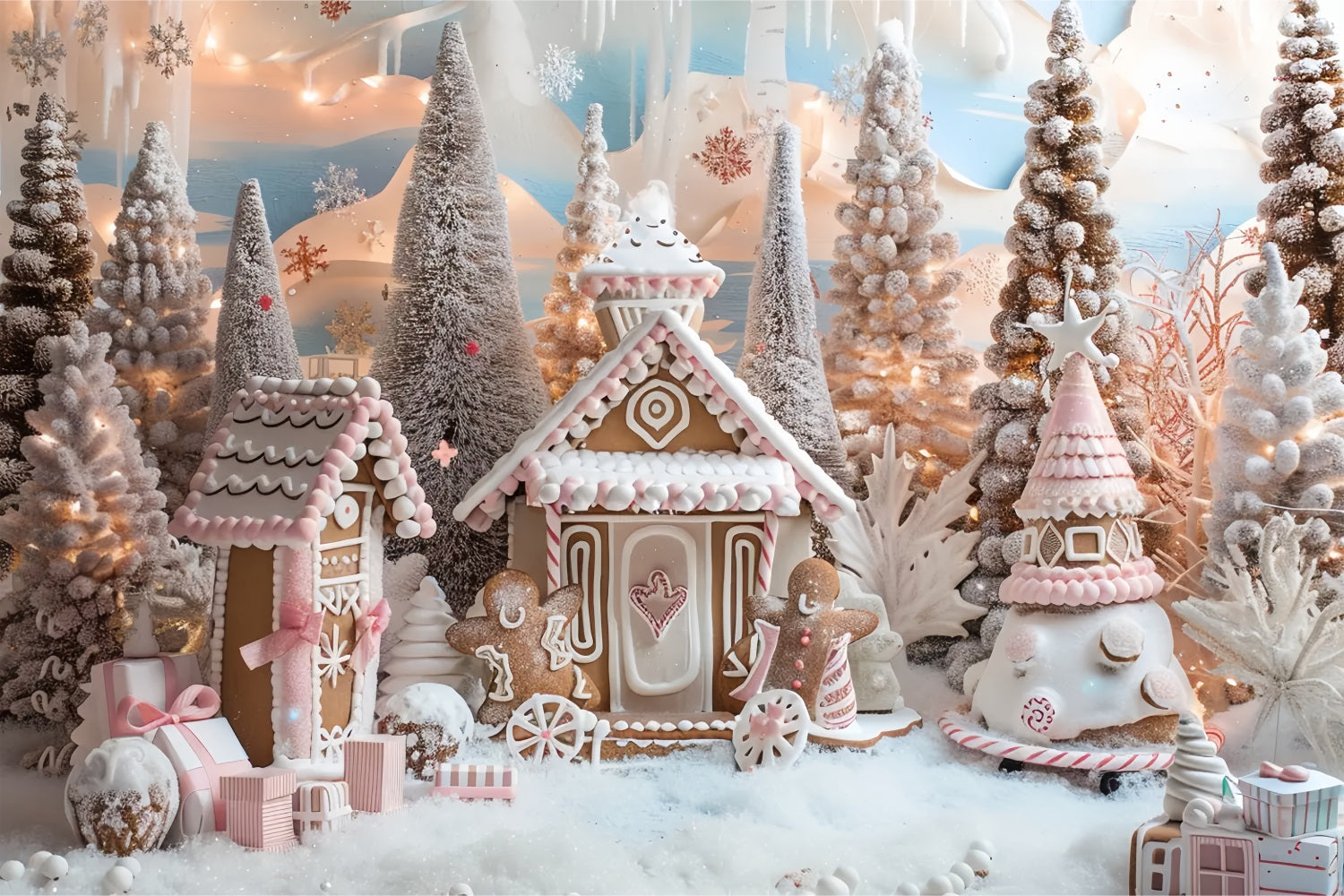 Toile de fond de Maison en Pain d'Épices Givrée de Noël BRP7-227