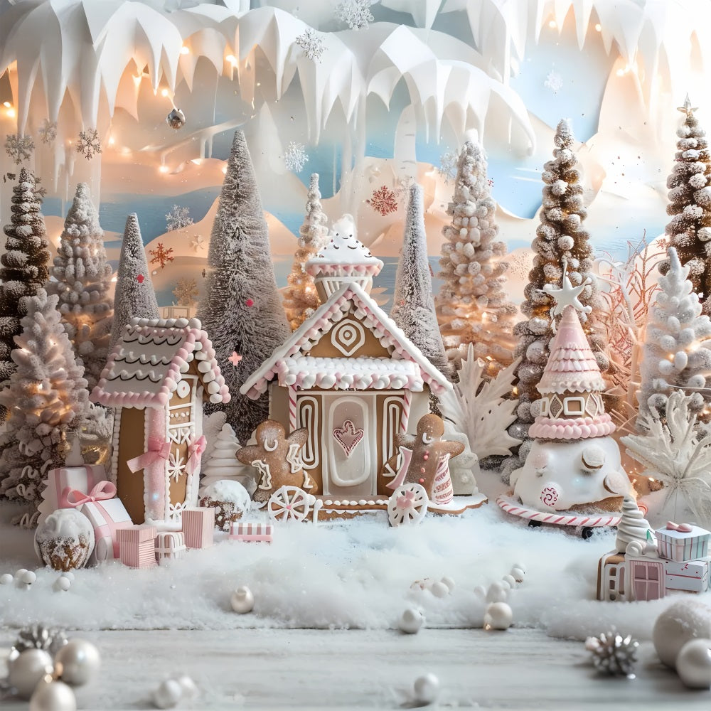 Toile de fond de Maison en Pain d'Épices Givrée de Noël BRP7-227