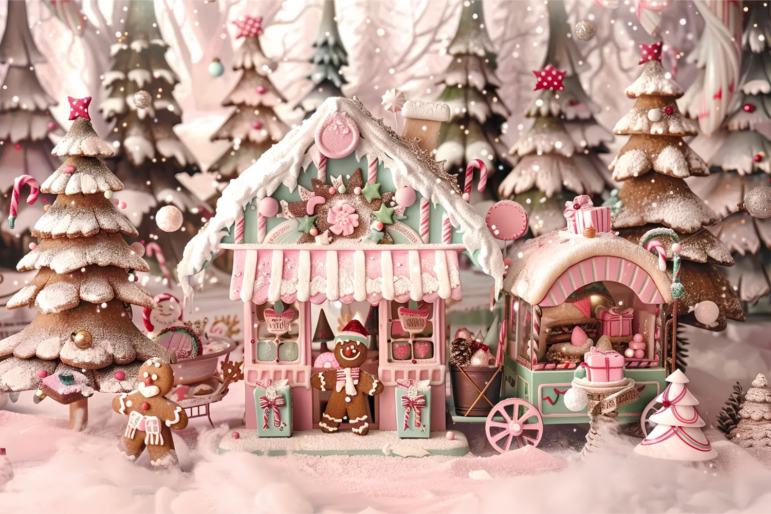 Toile de fond de Boutique en Pain d'Épices de Noël BRP7-228