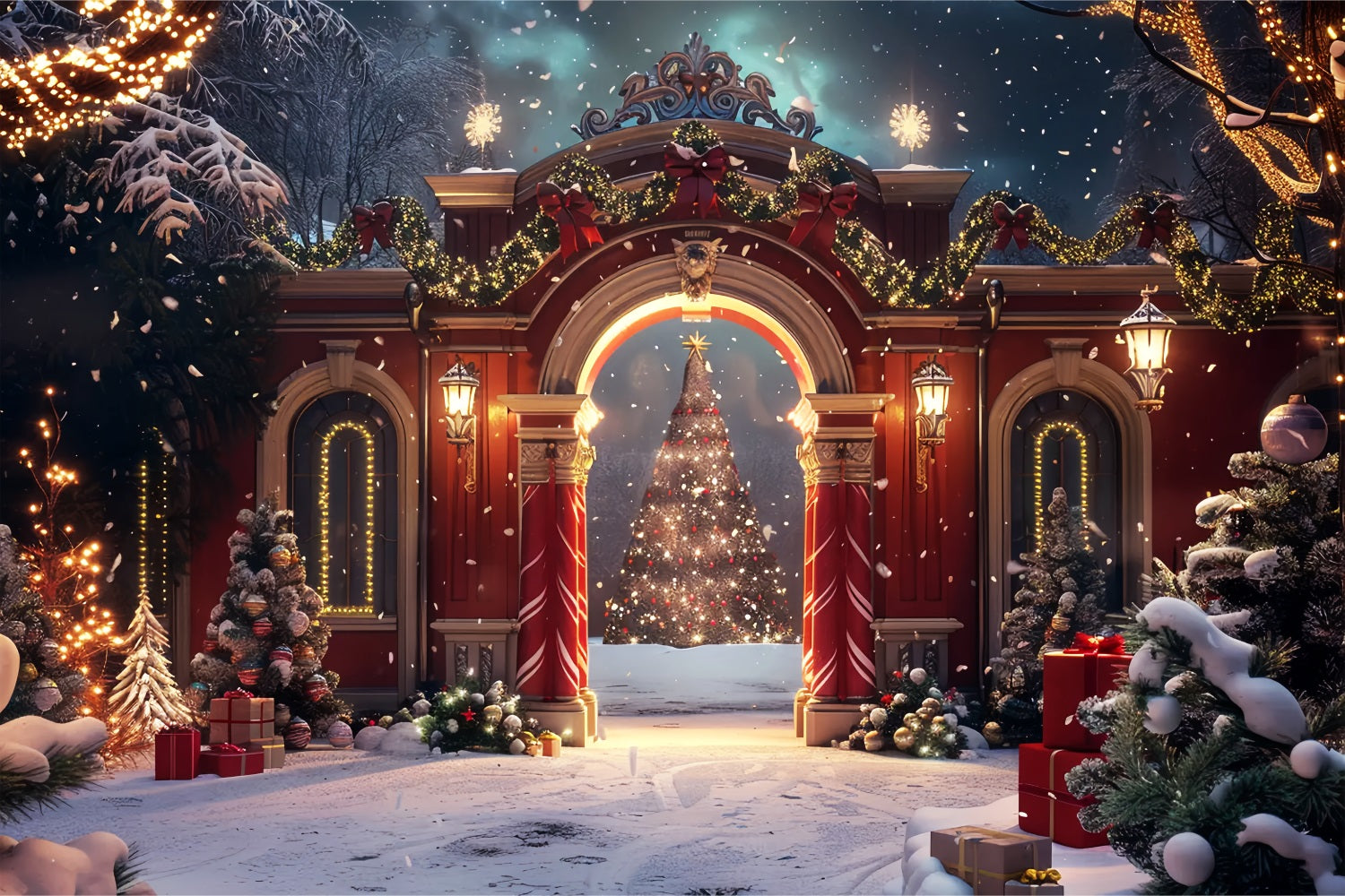Toile de fond de Décoration Élégante d'Arche de Noël BRP7-232