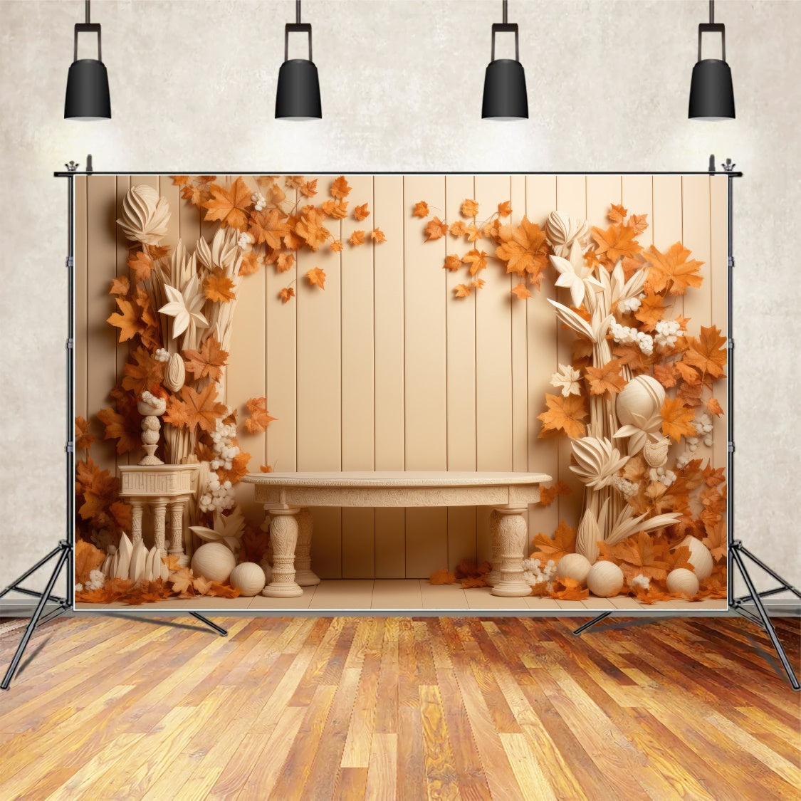 Toile de fond d'arbres blancs et oranges d'automne BRP7-68