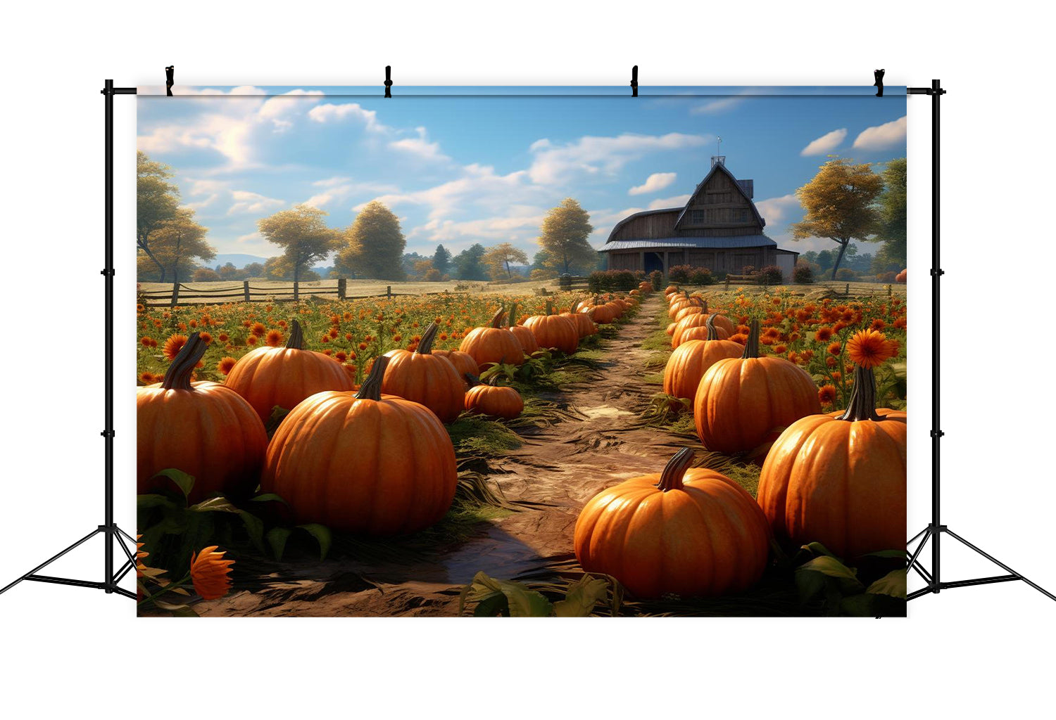 Toile de fond de ferme de citrouilles en automne pour la photographie BRP7-70