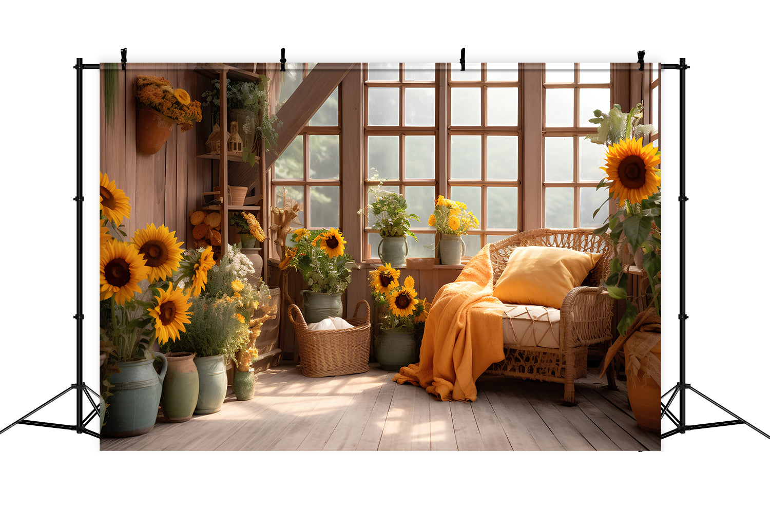 Toile de fond de salle avec tournesols d'automne pour la photographie BRP7-76