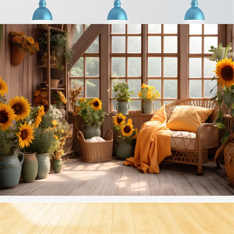 Toile de fond de salle avec tournesols d'automne pour la photographie BRP7-76