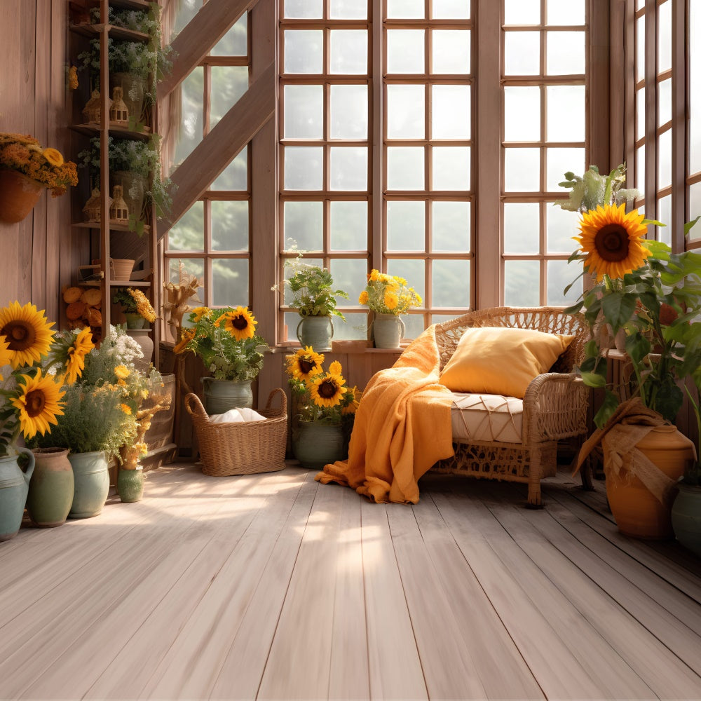 Toile de fond de salle avec tournesols d'automne pour la photographie BRP7-76