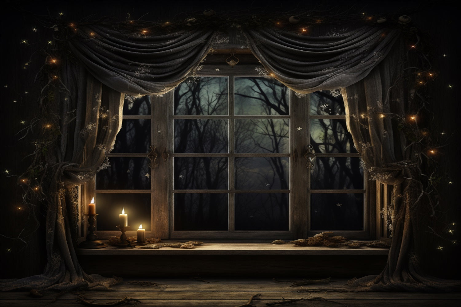 Toile de fond de scène sombre avec rideau d'automne BRP7-80