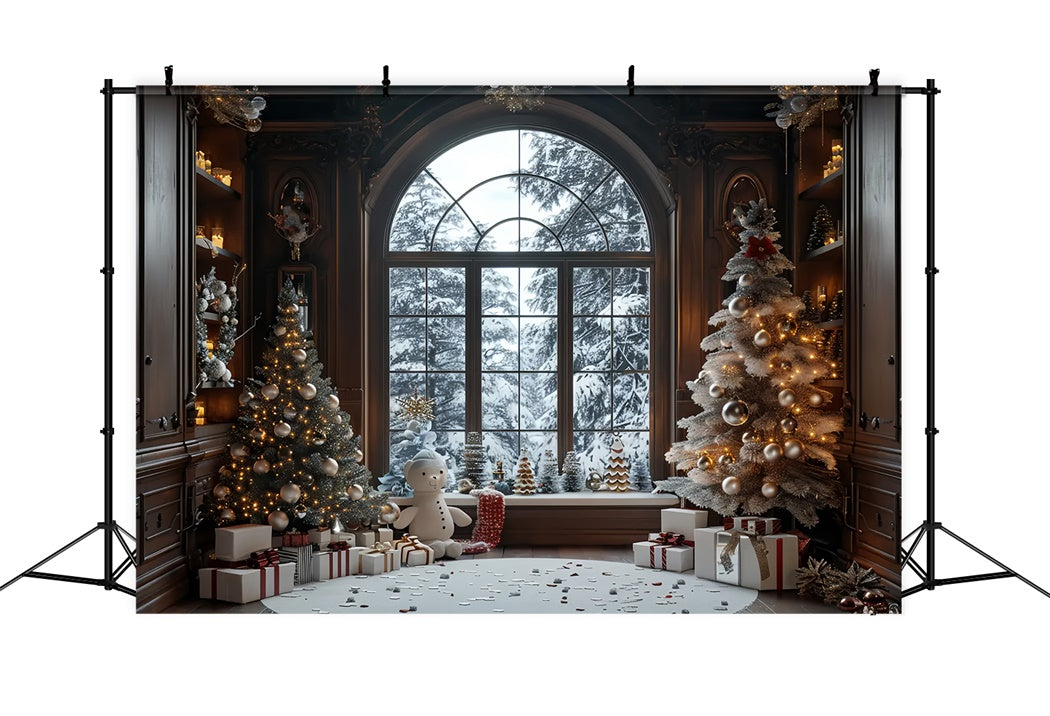 Toile de fond de Cabane Enneigée Confortable de Noël BRP8-10