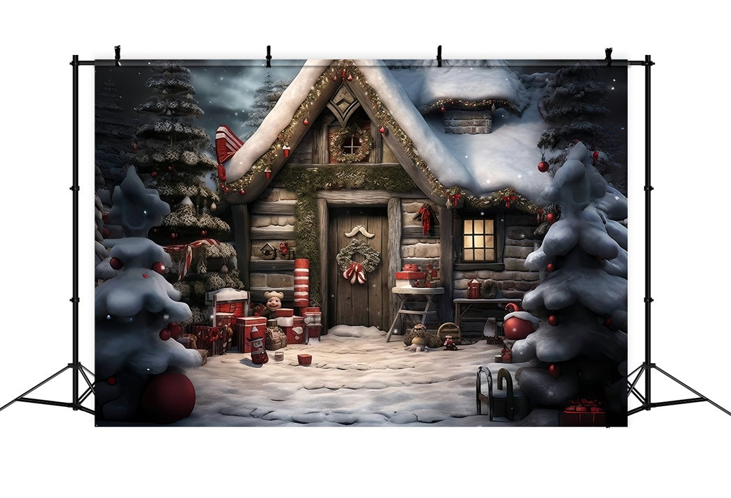Toile de Fond Chalet dans la Forêt de Noël BRP8-102