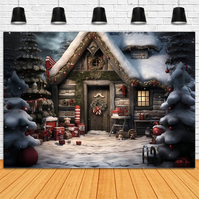 Toile de Fond Chalet dans la Forêt de Noël BRP8-102