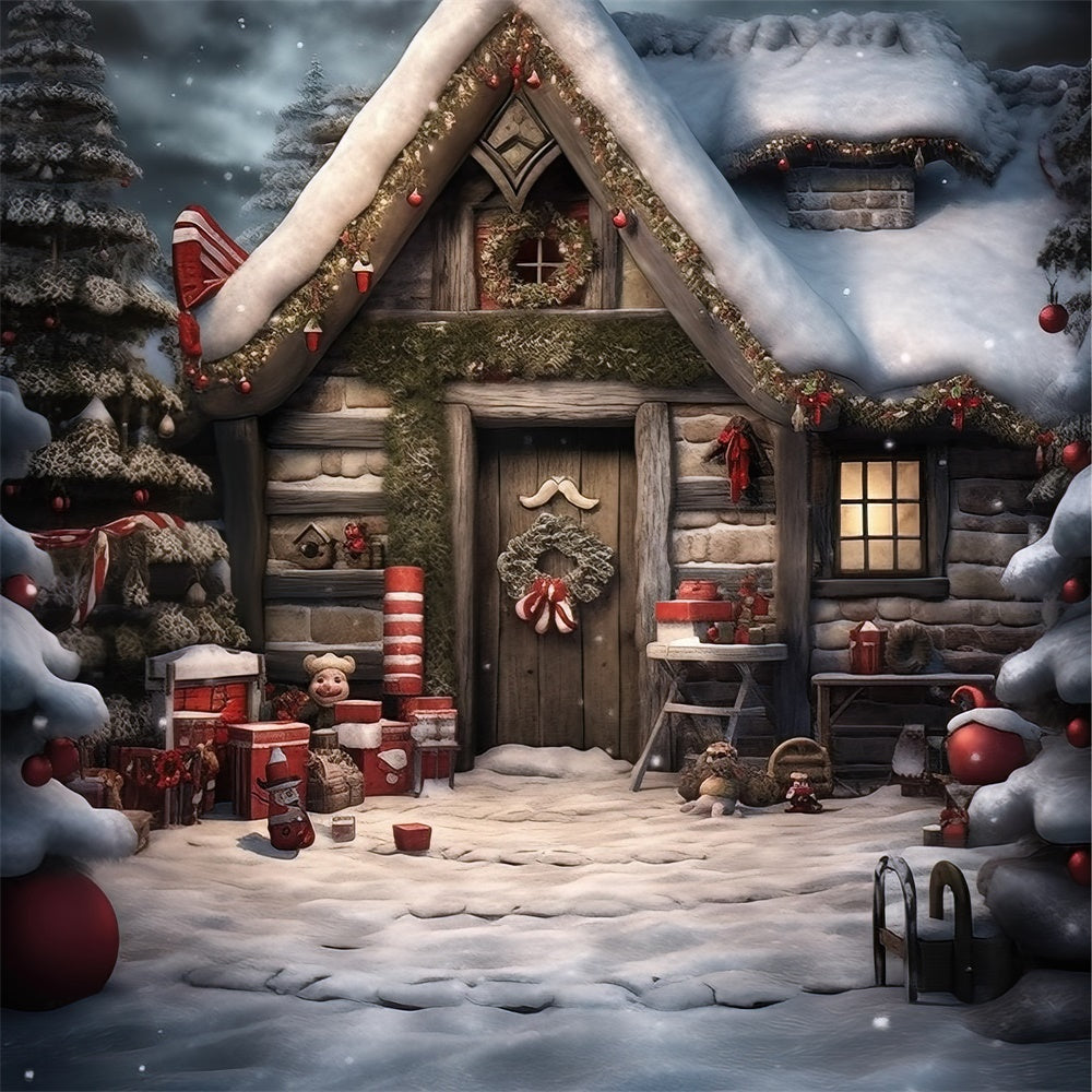 Toile de Fond Chalet dans la Forêt de Noël BRP8-102