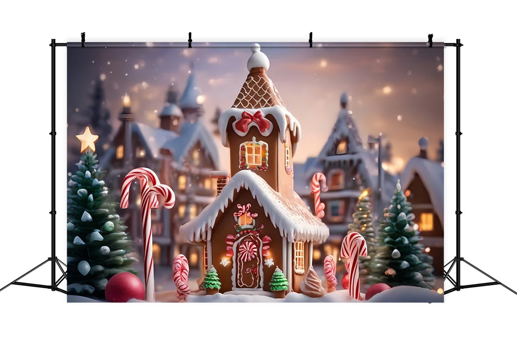 Toile de Fond Doux Chalet en Pain d'Épices de Noël BRP8-103