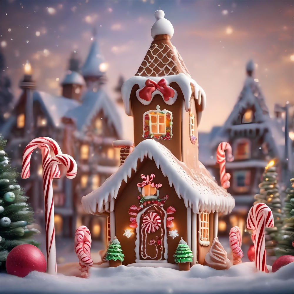 Toile de Fond Doux Chalet en Pain d'Épices de Noël BRP8-103