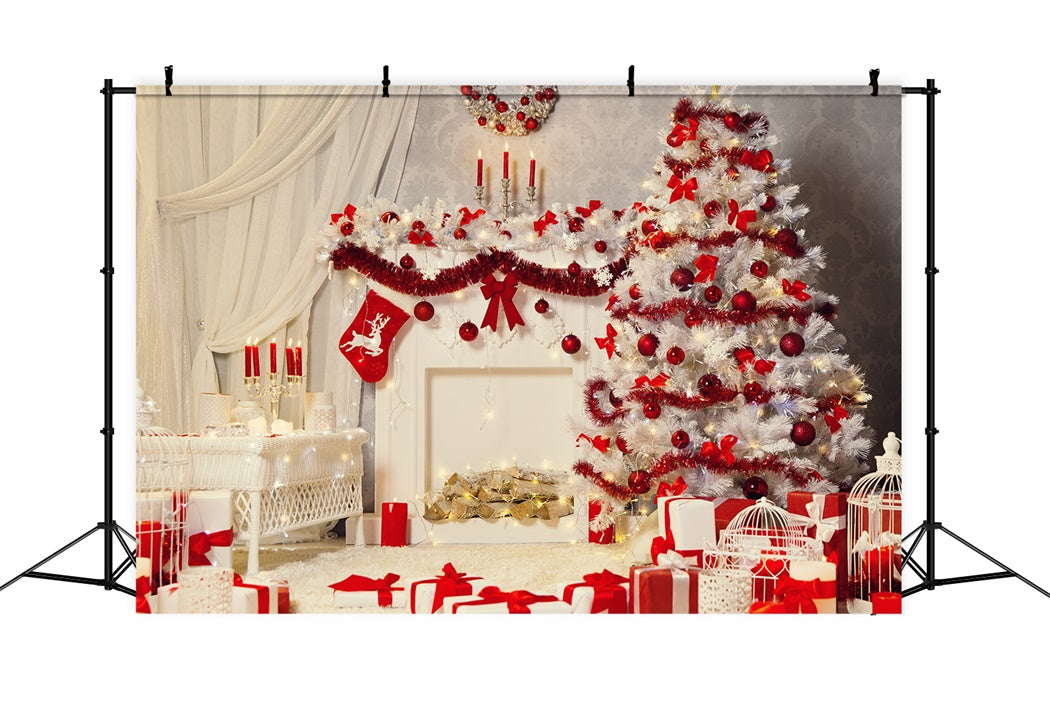 Toile de Fond Décor Rouge et Blanc de Noël BRP8-115