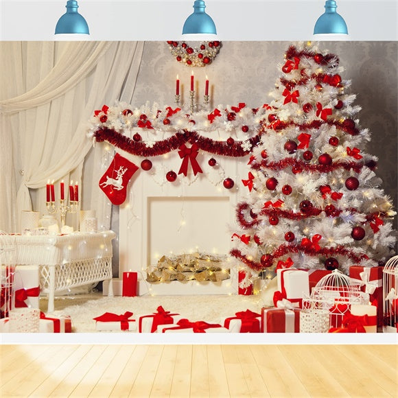 Toile de Fond Décor Rouge et Blanc de Noël BRP8-115