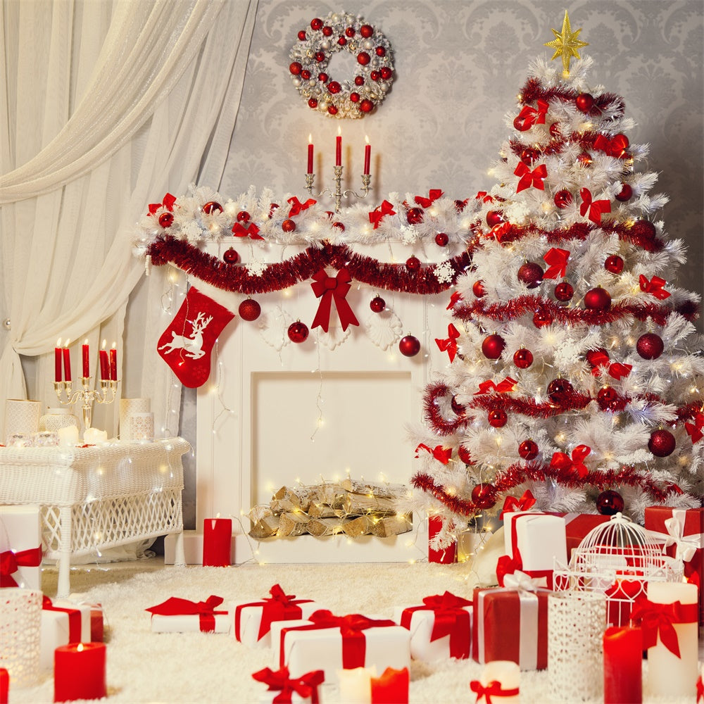 Toile de Fond Décor Rouge et Blanc de Noël BRP8-115