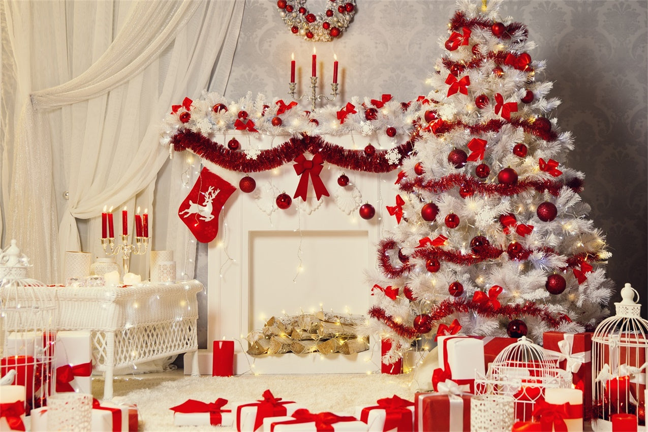 Toile de Fond Décor Rouge et Blanc de Noël BRP8-115