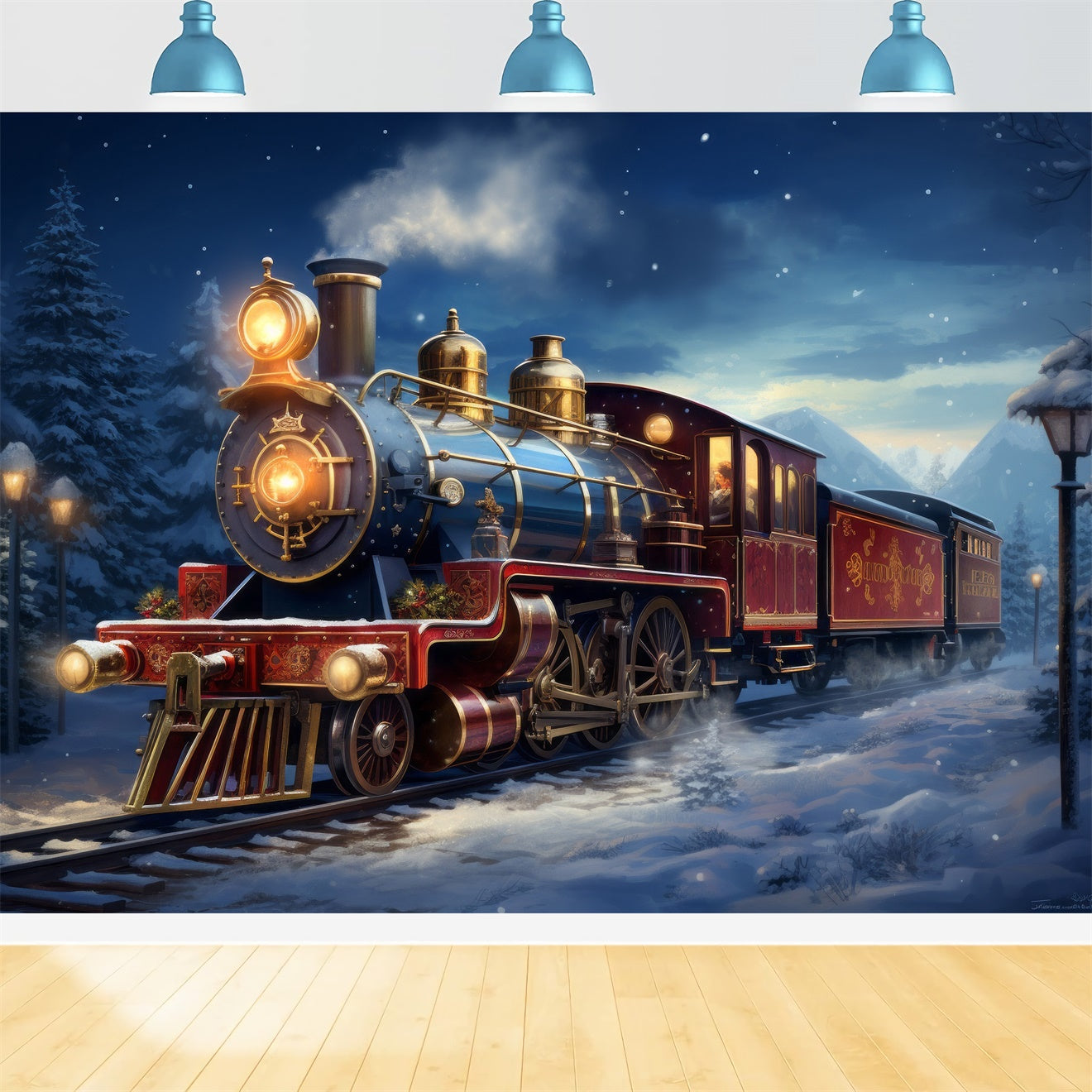 Toile de Fond Aventure en Train sous la Neige de Noël BRP8-119