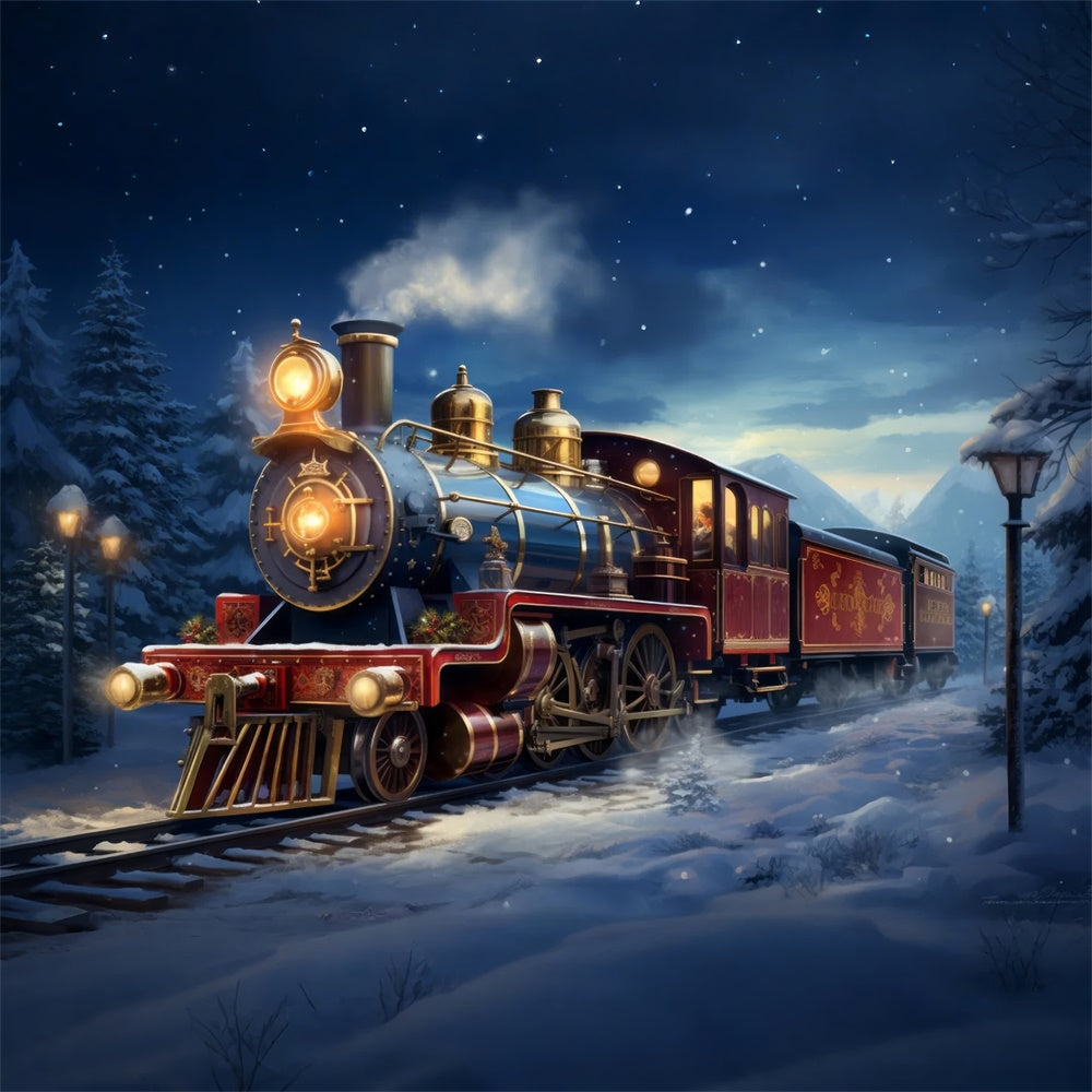 Toile de Fond Aventure en Train sous la Neige de Noël BRP8-119