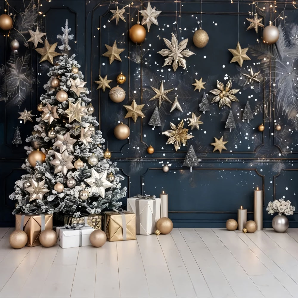 Toile de fond de Sapin de Noël avec Étoiles BRP8-11