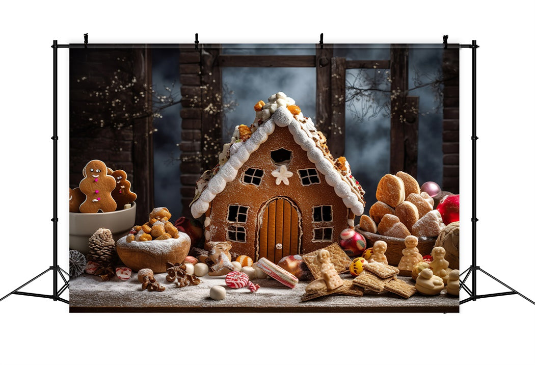 Toile de Fond Chalet en Pain d'Épices de Noël BRP8-122