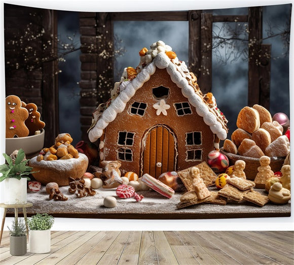 Toile de Fond Chalet en Pain d'Épices de Noël BRP8-122