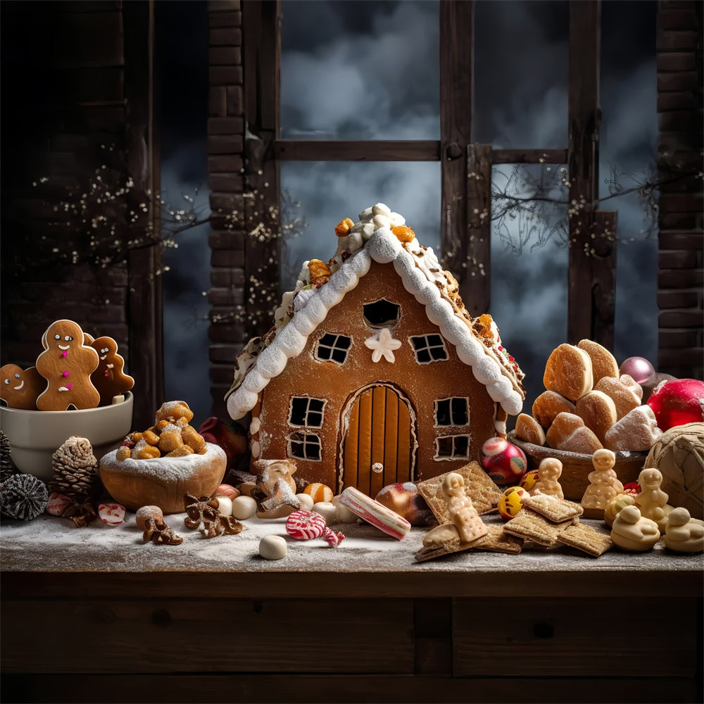 Toile de Fond Chalet en Pain d'Épices de Noël BRP8-122